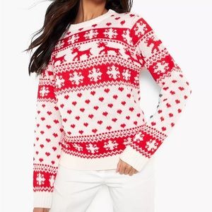 FAIRISLE SNOWFLAKE REINDEER CHRISTMAS SWEATER